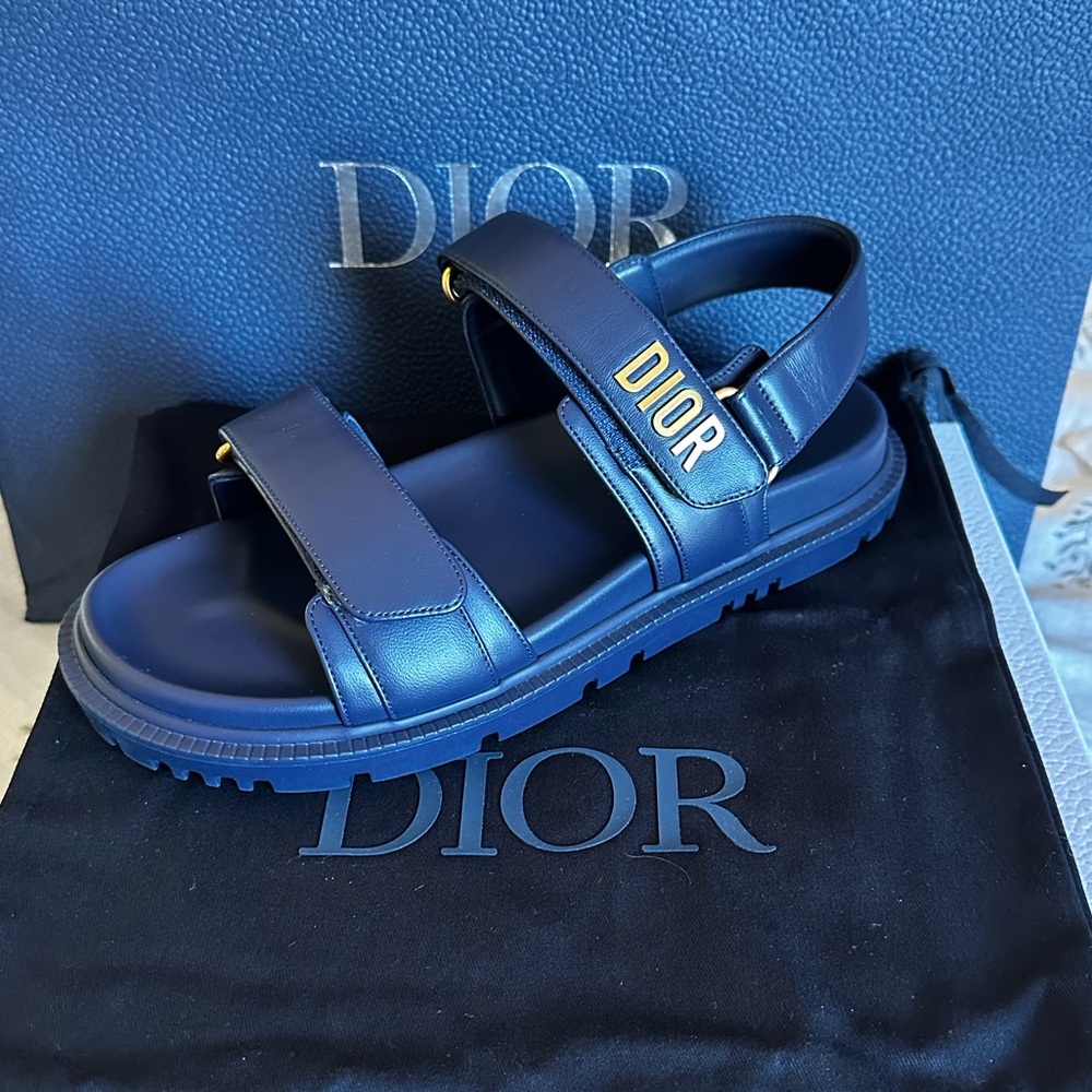 DIOR - Lambskin Dioract Blue Sandals